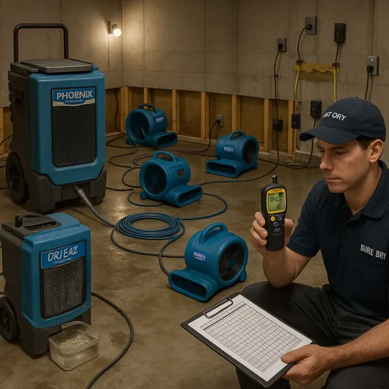 Structural Drying and Dehumidification process in Westhampton, MA